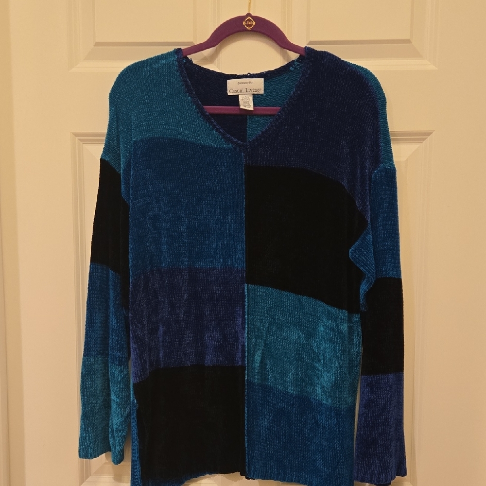 Elegant Color Block V-Neck Sweater